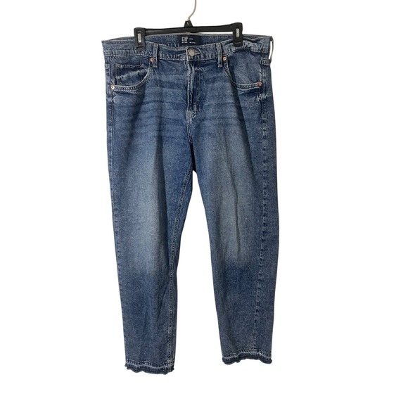 GAP Denim - GAP 90s Loose Jeans Slouchy Y2K Grunge Pockets Medium Acid Sz 16 Raw Fringe Hem